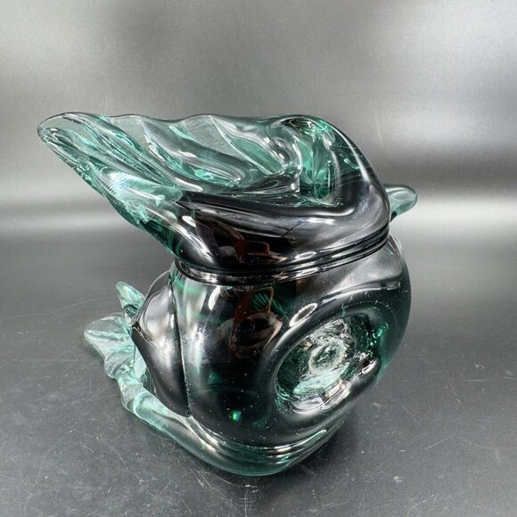 Hand Blown Emerald Green Glass Duck Bird Swan Hand Made Glass Figure Paperweight - Picture 16 of 16